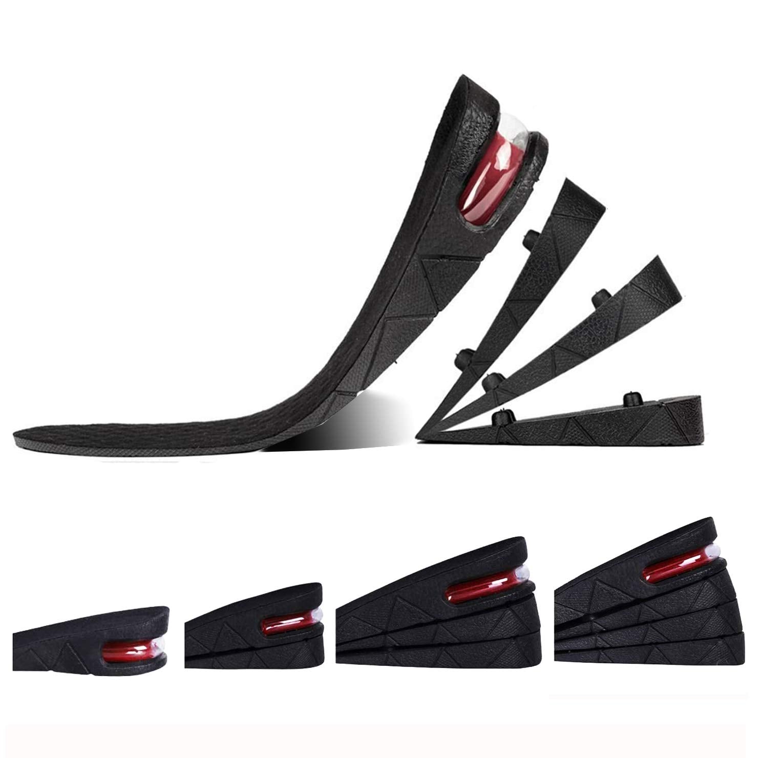Height Increase Insole, 4-Layer Heel Shoe Lift with Air Cushion Elevator Kits Inserts (ONE Pair) for Men & Women Taller Insoles 