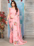 Satrani Womens Pure Georgette Saree (2041S575N_3112S2151N_Navy Blue | Pink)