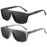 SKYOLUY 2 Pack Excellent Bifocal Sunglasses for Men Women Durable TR90 Classic Wide Frame Design Sun Readers, UV400 Outdoor Read