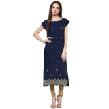 Ziyaa Women'S Crepe Straight Kurta (Zikucr1499_Xxl_Blue_Xx-Large)