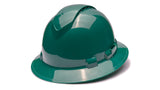 Pyramex Ridgeline Full Brim Hard Hat 4 Point Ratchet Vented Green