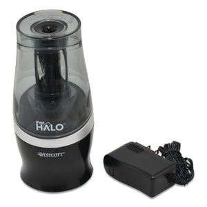 Westcott Halo Colored Pencil Non-Stick Electric Sharpener, Ac-Powered, 3.5 X 6.75, Black/Silver