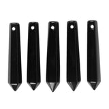 50mm Natural Black Obsidian Hexagonal Wand Jewelry Making Crystal Pointed Chakra Reiki Healing Beads 2mm Hole Drilled(Pack of 5)