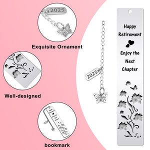 Quimoy Happy Retirement Bookmark 2025, Best Gifts for Retirement, Retirement Gift for Woman Coworker Employee Boss Leader Friend