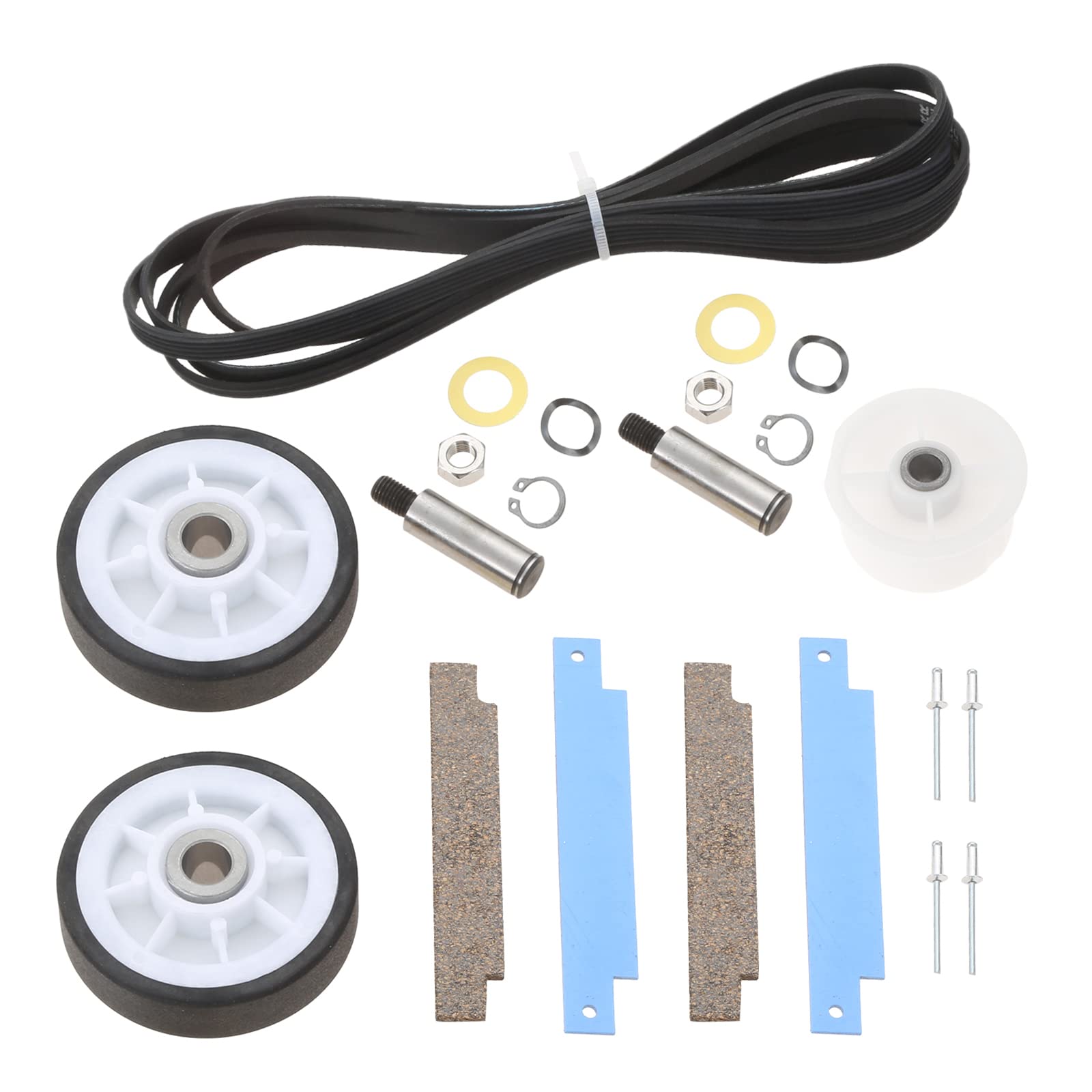 12001541 Dryer Drum Roller Kit, 306508 Drum Bearing Kit, WP6-3700340 Dryer Idler Pulley & WP33002535 Drum Belt, Replacement for 