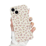 Faneiy for iPhone 13 Case Cute Flower Aesthetic Women Girly Fashion Protective Phone Case Floral Pink Red