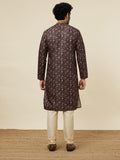 Manyavar Mens Black Cotton Kurta Churidar Set Black M