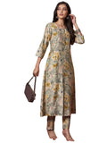 Gosriki Women'S Rayon Blend A-Line Printed Kurta With Pant (Bhaskar Pista-Gs_Xl_Pista_X-Large),Pista,,B0DRNMWMKN