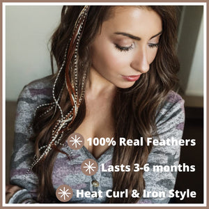 Hair Feathers Kit, 20 Feathers For Hair, Long Feather Extensions With Beads And Loop Tool, 100% Real Rooster Feather Accessories