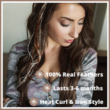 Hair Feathers Kit, 20 Feathers For Hair, Long Feather Extensions With Beads And Loop Tool, 100% Real Rooster Feather Accessories
