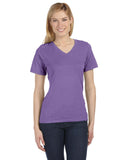 Ladies Relaxed Jersey ShortSleeve VNeck TShirt 2XL PURPLE TRIBLEND