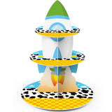 Widecook 3 Tier Cartoon Story Party Decoration Cupcake Stand Cartoon Story Cupcake Tower Rocket Cake Holder Dessert for Birthday