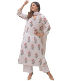 Gosriki Women'S Rayon Blend Anarkali Printed Kurta With Pant & Dupatta (Motwani White-Gs_M_White_Medium),White,,B0DFCGDV6H