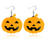 Spooky Ghost Pumpkin Earrings Halloween Cherry Earrings Funny Acrylic Candy Corn Earrings Cute Orange Pumpkin Spooky Ghost Skull