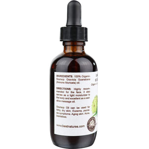 Best Nature's Cosmetics Virgin Soursop Graviola Guanabana Oil (Organic, Cold Pressed, Undiluted, Unrefined) 2oz / 60 ml - Natura