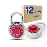 LanuBe Standard Dial Combination Lock, 2 inches. Wide, with Different Combinations, Red Turnplate, Pack of 12; Lock for School, 