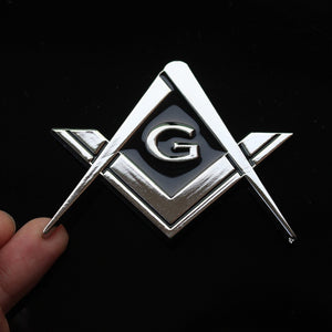 Creatrill 2 Pack 2.75 Chrome Plated Masonic Car Emblem Mason Square and Compasses Auto Truck Motorcycle Decal Gift Accessories