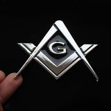 Creatrill 2 Pack 2.75 Chrome Plated Masonic Car Emblem Mason Square and Compasses Auto Truck Motorcycle Decal Gift Accessories