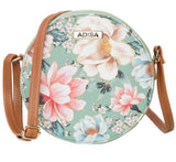 Adisa Women Girls Flower Print Sling Bag Round Crossbody Purse (Sl6007-Grn_Green),Green,,B09TPM1BTX