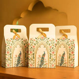 SATYAM KRAFT 5 Pcs Multipurpose Foldable Shahi Dibba Decorative Peacock Hamper Boxes with Handle & Ribbon | Gift Packaging Tray