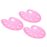 PATIKIL 10 Wells Paint Tray Palette, 3 Pack Painting Pallet Holder Oval with Thumb Hole for Art and Craft, Pink
