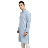Sojanya (Since 1958 Men'S Cotton Linen Blue Checked Only Long Kurta Size: 42