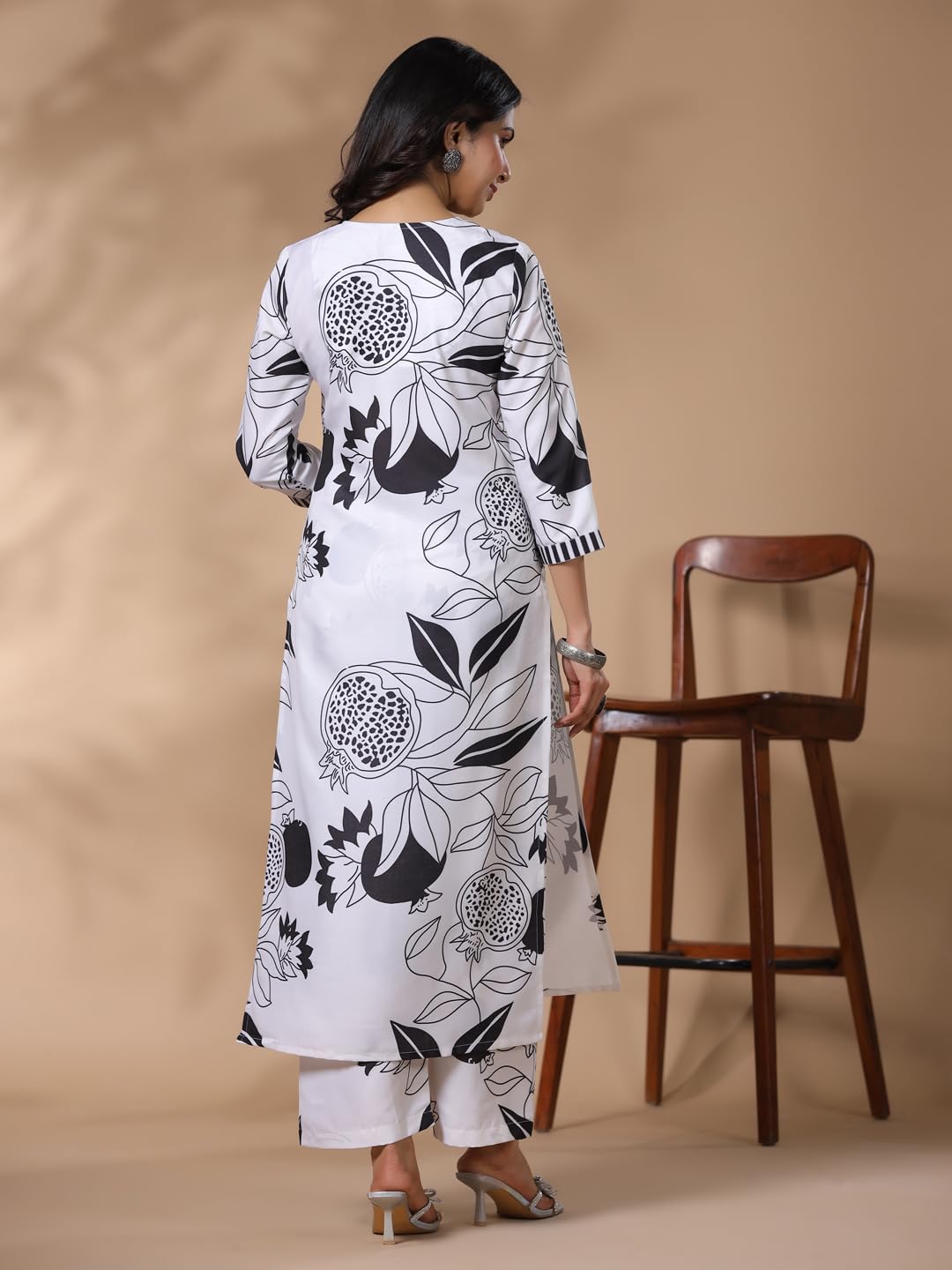 Gosriki Women'S Rayon Blend Straight Printed Kurta With Palazzo (Anaar-Beige-Fv-Gs_Xl_White_X-Large),White,,B0CYPQH99V