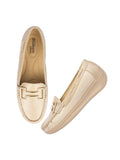 Shoetopia Upper Buckle Detailed Beige Loafers For Girls & Gilrs-Eu38,Bronze,5,B0D5HGPXR8
