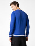 Fyltr Men'S Crewneck Sweatshirt With Stripe Rib Detail - Full Sleeve | Utility Pockets | Casual Winterwear For Men,Cosmic Cobalt,Cosmic Cobalt,S