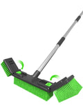 18/45cm Large Wide Adjustable Heavy Duty Outdoor Push Broom Stiff Brush Head with 4 Section Threaded Handle 60inch/152cm for War
