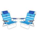 SUNNYFEEL Extra Wide 28 Low Beach Chair 2 Pack 5 Position Lay Flat, XL Oversized Portable Folding Camping Chairs with Cup Holder