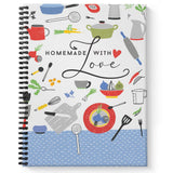 Gotcha Covered Notebooks Hardcover Homemade With Love 8.5inch x 11inch Spiral Recipe Notebook/Journal, 120 Recipe Pages, Soft Touch Ma