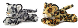 Aurora Bundle of 2 7.5 Floppy Beanbag Wildcat Stuffed Animals - Amazon Jaguar & Snow Leopard