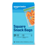 Amazon Basics Square Snack Bags with Double Zipper, Seals in Freshness, 5 1/8 x 4 11/16, 100 Count