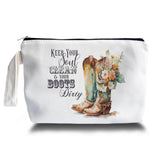 ARPTCN Western Cowboy Boots Makeup Bag - Cowboy Boots Themed Lover Gifts for Girls Mom Women, Canvas Makeup Bag, Western Gifts f