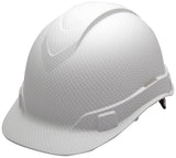 Pyramex Ridgeline Cap Style Hard Hat, 4Point Ratchet Suspension, Matte White Graphite Pattern