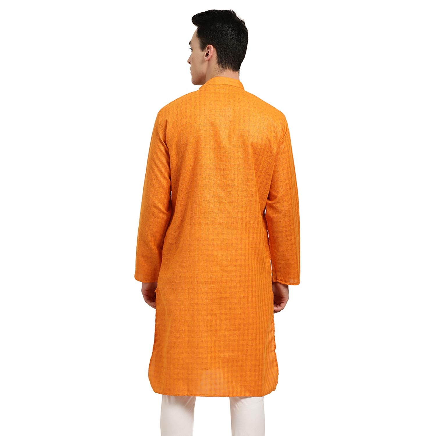 Sojanya (Since 1958 Men'S Cotton Linen Orange Checked Only Long Kurta Size: 44