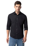 FYLTR Men's Solid 100% Cotton Casual Full Sleeves Shirt with Pocket,Black Ivy