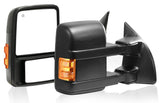 Towing Mirrors Left & Right Pair for 08-16 F-250 F-350 F-450 F-550 SUPER DUTY,POWER HEATED,AMBER SIGNAL, Covex Lens, BLACK Mirro