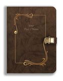 Brown Cloud Personalized Abstract Matt Finish Ruled Leather Cover Notebook/Diary With Lock Packed In Black Gift Box,Uv Printed P