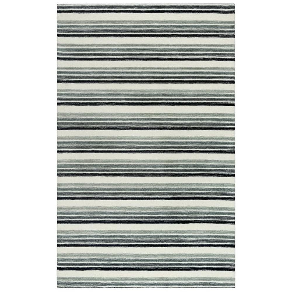 Alora Decor Rivera 8'9' X 11'9' Stripe Gray/Ivory/Charcoal Hand-Tufted Area Rug