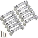 ESreake 10 Pack U Shape Diamond Crystal Glass Rhinestone Cabinet Pulls Knobs Handles,Modern Decorated Shiny Dresser Drawer Pulls