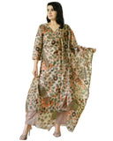 Anni Designer Women'S Cotton Blend Straight Printed Kurta With Pant & Dupatta (Uskana Beige_S_Cream_Small),Beige,S
