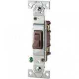Eaton 1303-7B 15-Amp, 120-Volt Standard Grade Single Pole Framed Toggle AC Quiet Switch, Brown