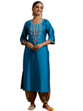 Libas Women'S Silk Floral Regular Kurta (G2736_Blue