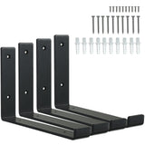 HEART ART Black Shelf Bracket 12 Inch, Shelf Brackets Heavy Duty,L Brackets for Shelves,Floating Shelf Bracket 4 Pack,11.5 L 6 