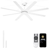 Phylluz 72 Inch Large Ceiling Fans Without Lights, 8 Blades White Ceiling Fan Remote/APP Control, Reversible Big Ceiling Fan for