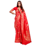 Sugathari Womens Pure Kanjivaram Silk Saree Banarasi Silk Saree With Blouse Piece (SAM PARI S-7) (Red)