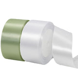 2 Rolls Sage Green Ribbon, 1-1/2 Inch 50 Yards Dusty Sage Green White Satin Fabric Ribbon for Wedding Party, Gift Wrapping, Baby