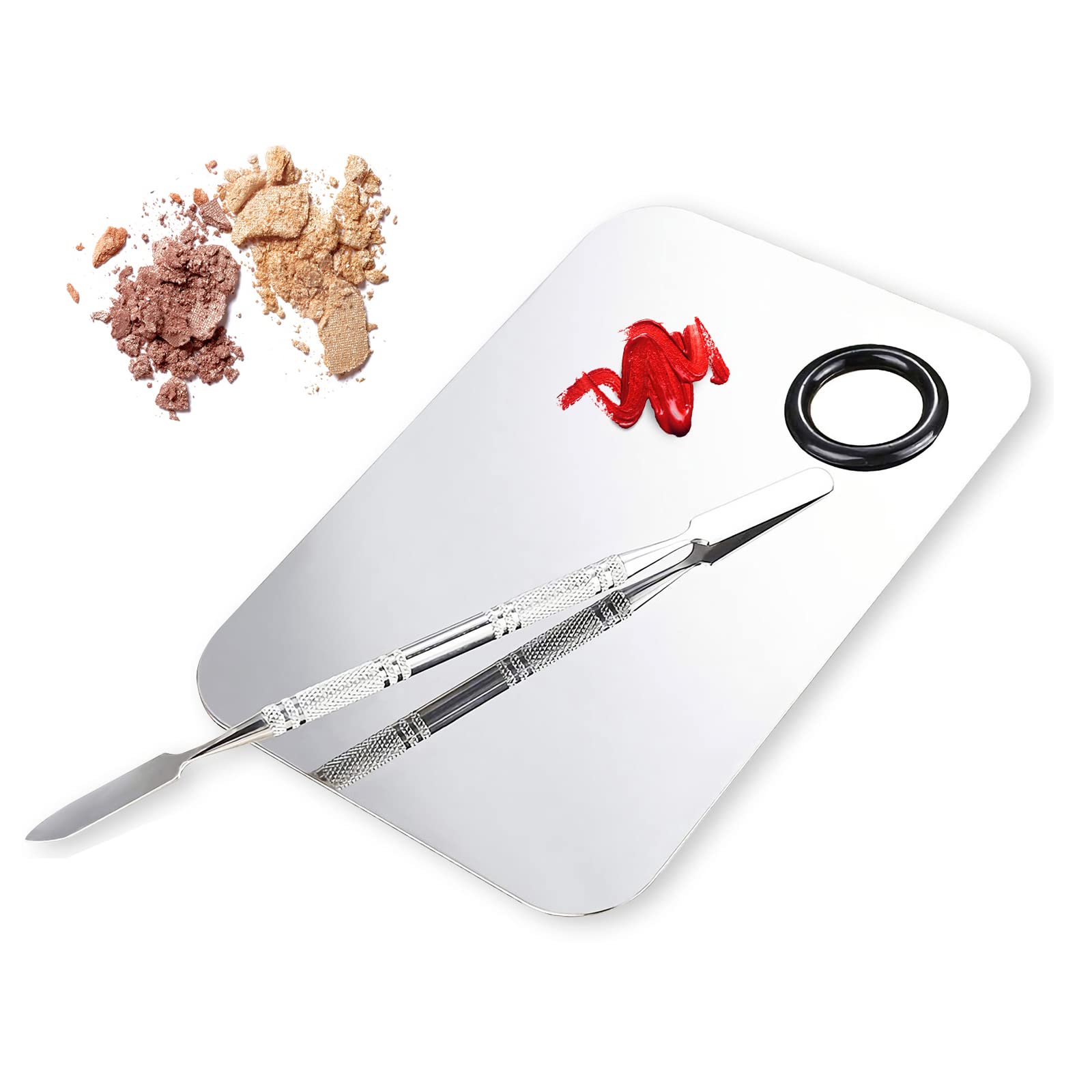 Aliobc Makeup Mixing Palette, Upgrad Stainless Steel Metal Mixing Tray With Spatula Artist Tool For Mixing Foundation Nail-Art